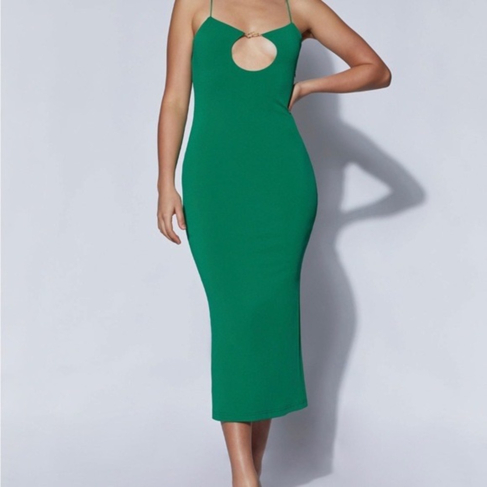 NWT: Ariya Green Dress-MIDI Keyhole Size XS MESHKI